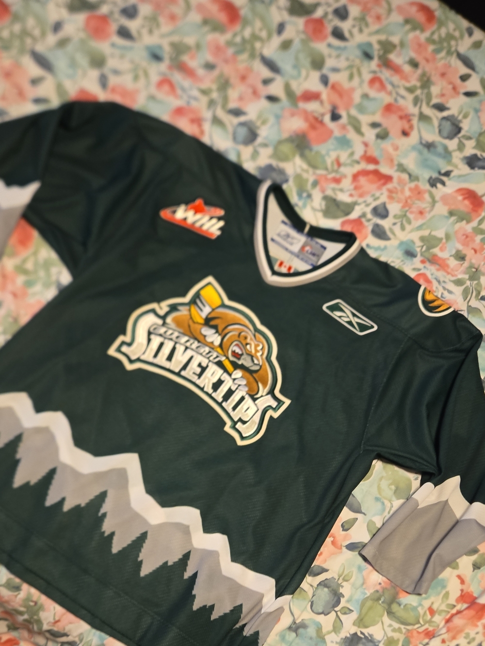 Reebok Dark Green SilverTips Hockey Jersey with Logo
